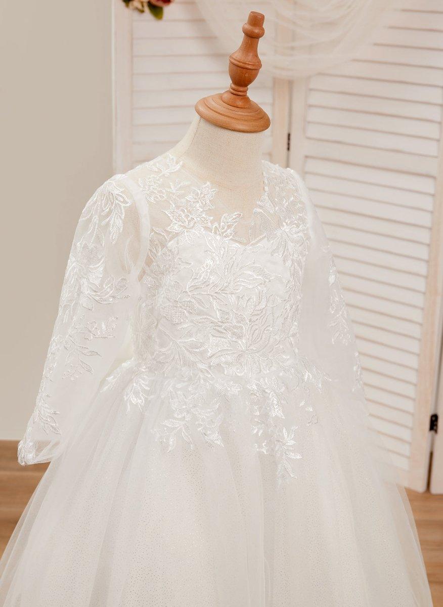 NumberSea - Ball - Gown Long SleevesTulle Sweep Train First Communion Flower Girl Dress