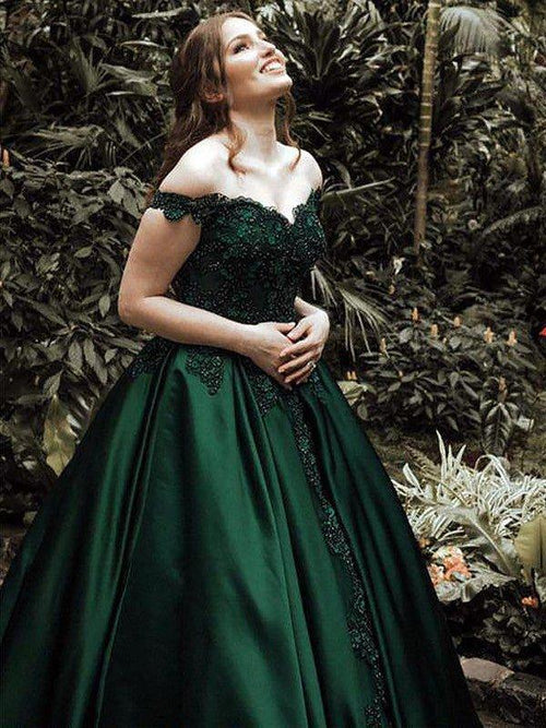 NumberSea - Ball Gown Off - the - Shoulder Sleeveless Floor - Length Lace Satin Dresses