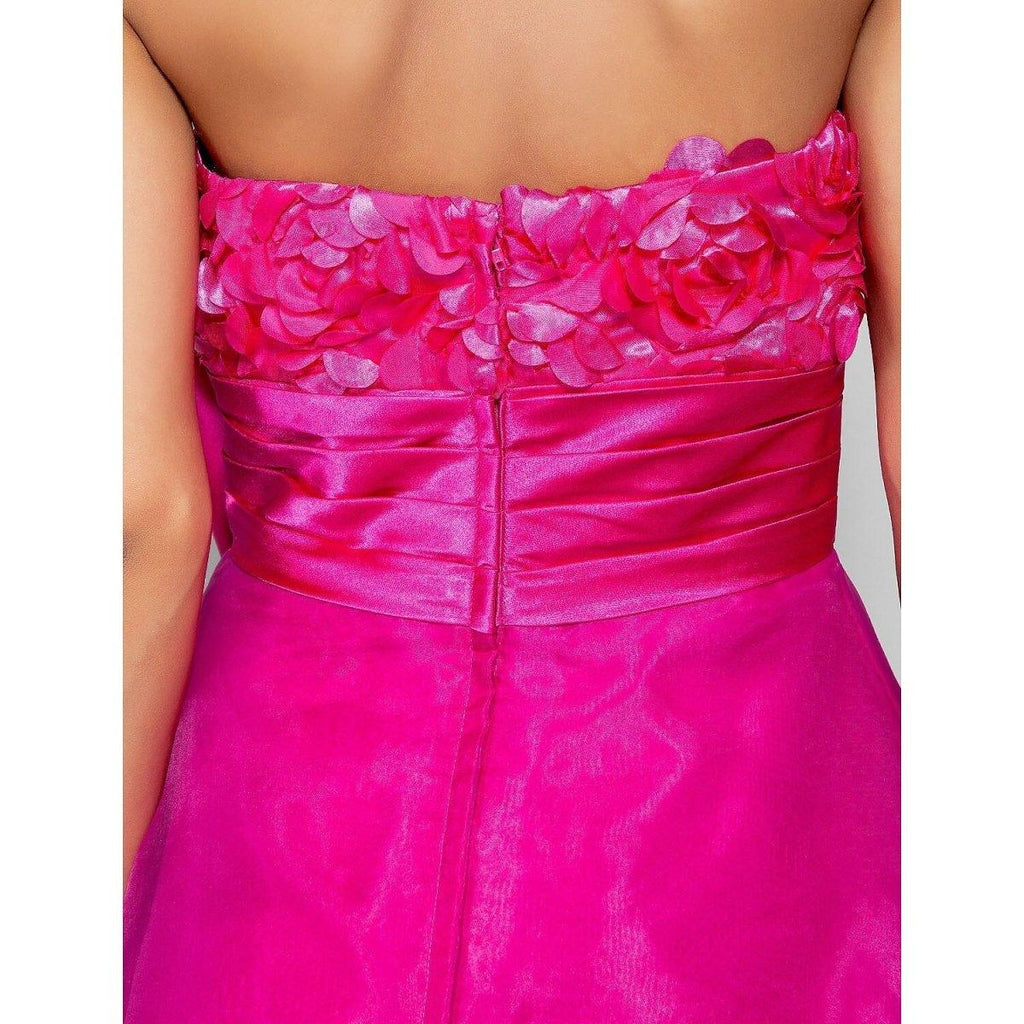 NumberSea - Ball Gown Open Back Dress Cocktail Party Knee Length Sleeveless Sweetheart Organza with Sash / Ribbon Bow(s) Ruched