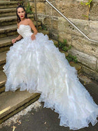 NumberSea - Ball Gown Organza Sleeveless Sequin Sweetheart Chapel Train Wedding Dresses