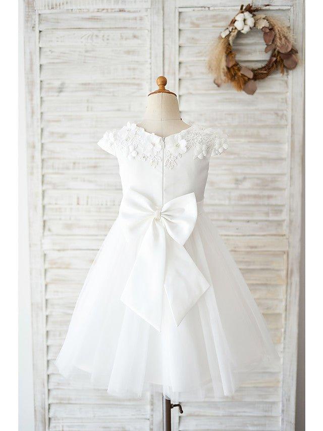 NumberSea - Ball Gown Satin Tulle Wedding Birthday Flower Girl Dresses