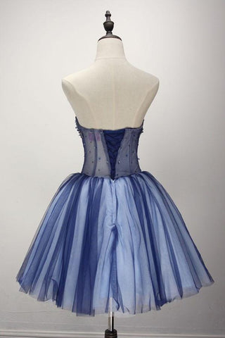 Ball Gown Strapless Short Tulle Homecoming Dress With Beading