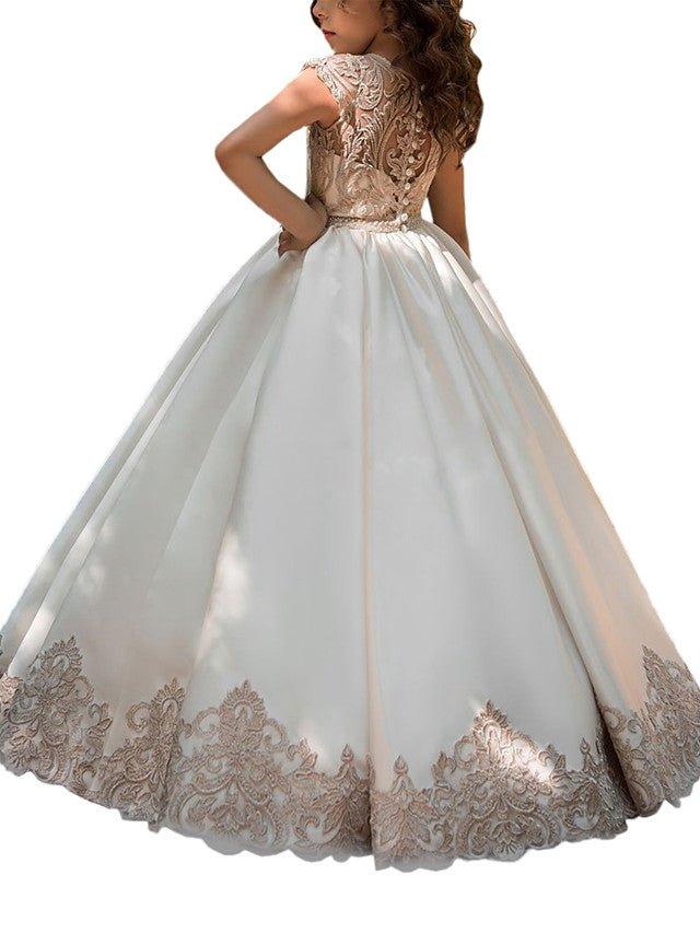NumberSea - Ball Gown Sweep Brush Train Wedding Birthday Pageant Flower Girl Dresses