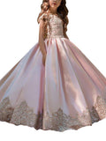 NumberSea - Ball Gown Sweep Brush Train Wedding Birthday Pageant Flower Girl Dresses
