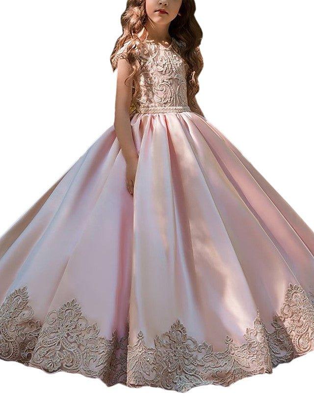NumberSea - Ball Gown Sweep Brush Train Wedding Birthday Pageant Flower Girl Dresses