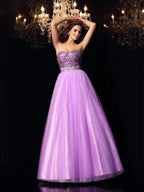 NumberSea - Ball Gown Sweetheart Sequin Sleeveless Long Elastic Woven Satin Quinceanera Dresses