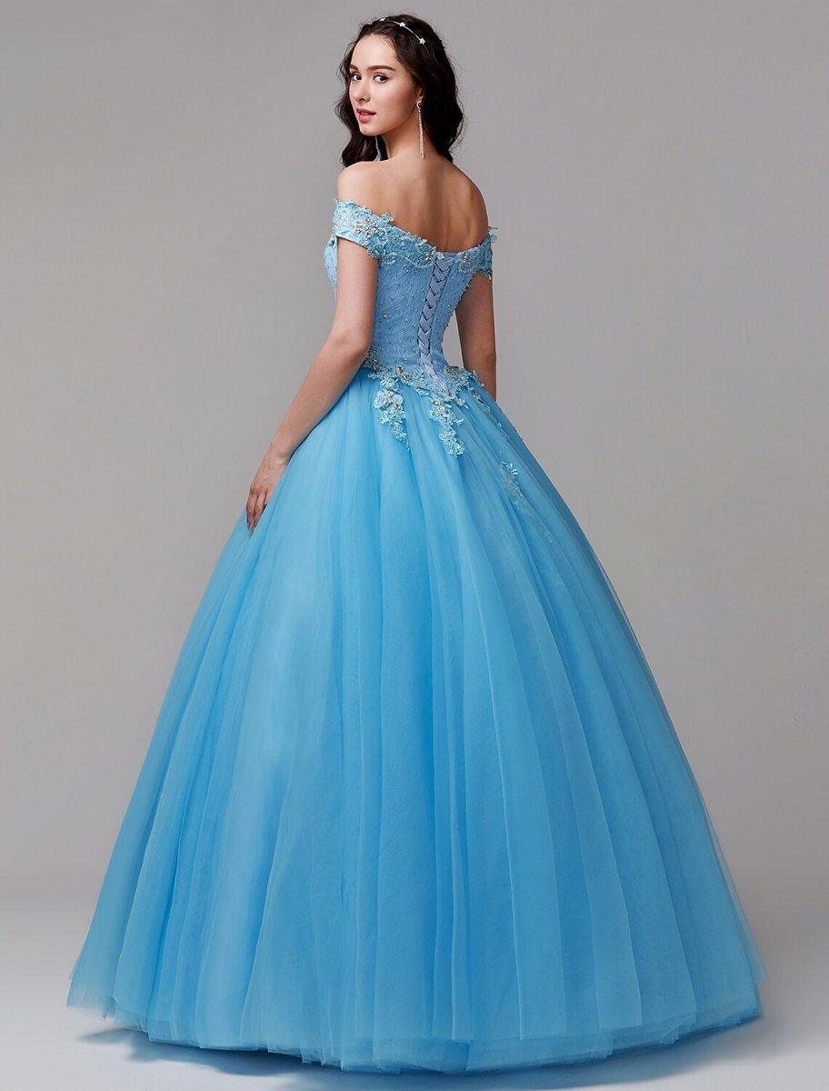 NumberSea - Ball Gown Vintage Inspired Dress Formal Evening Floor Length Sleeveless Off Shoulder Lace with Crystals Appliques