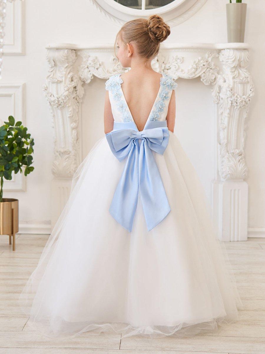 Ball-Gown/Princess 3d Flower Tulle Floor-length Ivory Flower Girl Dres NumberSea Ball-Gown/Princess 3d Flower Tulle Floor-length Ivory Flower Girl Dres NumberSea