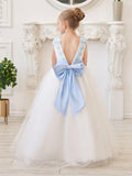 NumberSea - Ball - Gown/Princess 3d Flower Tulle Floor - length Ivory Flower Girl Dress