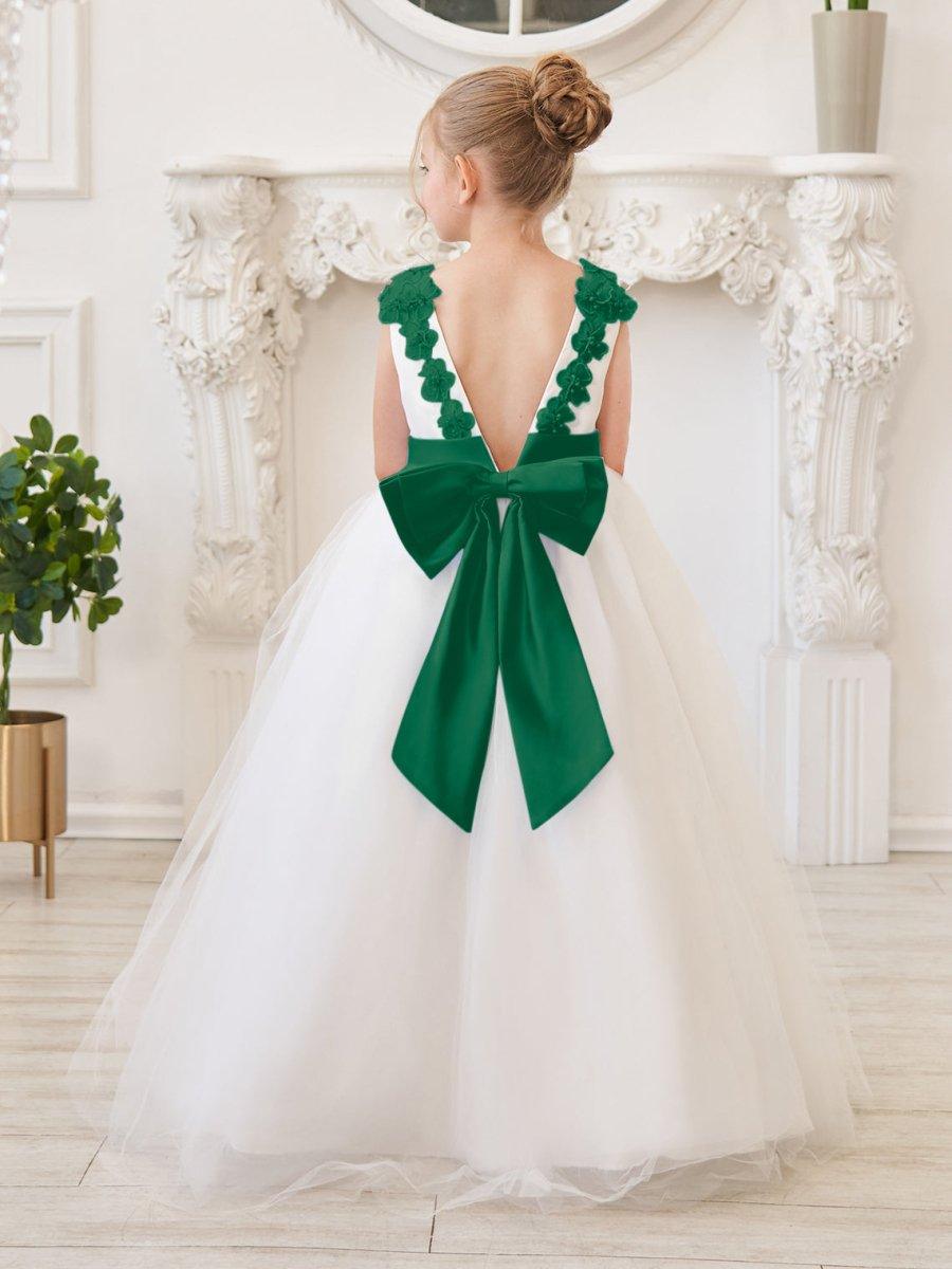 Ball-Gown/Princess 3d Flower Tulle Floor-length Ivory Flower Girl Dres NumberSea Ball-Gown/Princess 3d Flower Tulle Floor-length Ivory Flower Girl Dres NumberSea