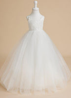 NumberSea - Ball - Gown/Princess Lace Tulle Floor - length White Dress (010145213)