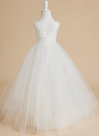 NumberSea - Ball - Gown/Princess Lace Tulle Floor - length White Dress (010145213)