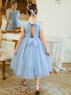 NumberSea - Ball - Gown/Princess Satin Tulle Tea - length Blue Dress (2003225970)