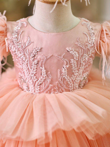 NumberSea - Ball - Gown/Princess Tulle Asymmetrical 1st Birthday Party Baby Girl Dress