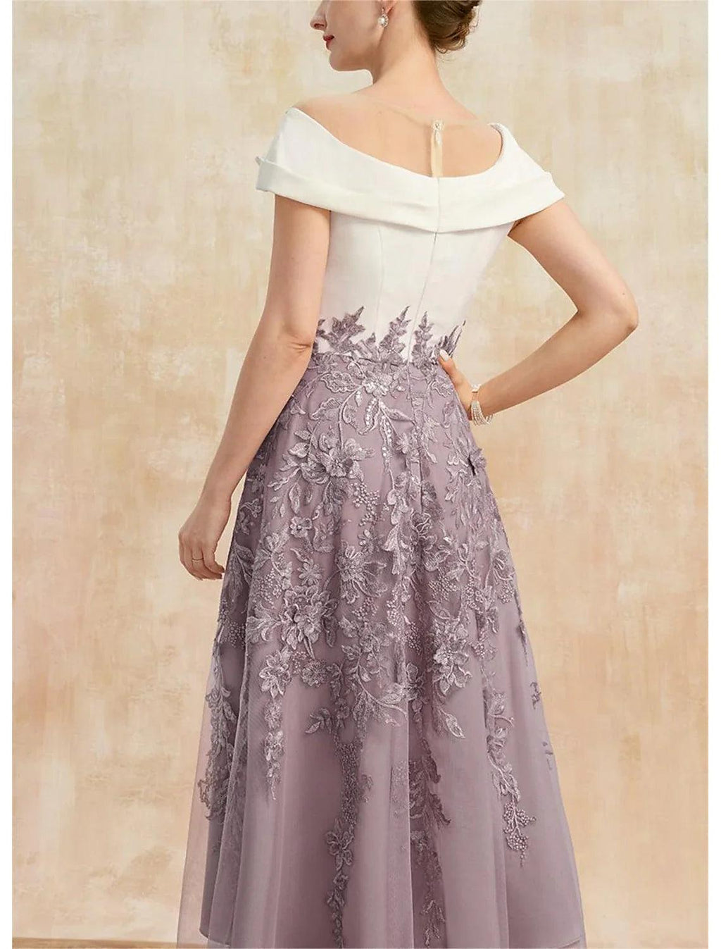 Vestido elegante vintage para invitada de boda, fiesta, cuello vuelto, largo hasta el tobillo, largo hasta la rodilla, encaje, tejido elástico, manga corta, manga corta, con lazo(s), fruncido, para madre de la novia.