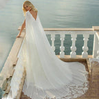 NumberSea - Beach Wedding Dress for Women A - Line V - neck Lace Appliques Open Back Bridal Gown