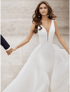NumberSea - Beach Wedding Dresses Court Train Two Piece Sleeveless V Neck Satin With Pattern
