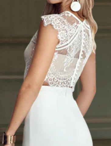 NumberSea - Beach Wedding Dresses Neck Sleeveless Separates Lace Bridal Tops Bridal Gowns