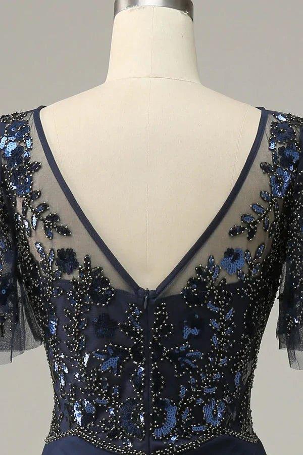 NumberSea - Bead work Sequin Appliques Mother Of Bride Dress