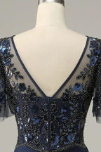 NumberSea - Bead work Sequin Appliques Mother Of Bride Dress