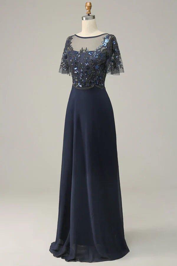 NumberSea - Bead work Sequin Appliques Mother Of Bride Dress