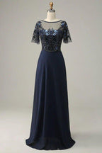 NumberSea - Bead work Sequin Appliques Mother Of Bride Dress