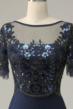 NumberSea - Bead work Sequin Appliques Mother Of Bride Dress