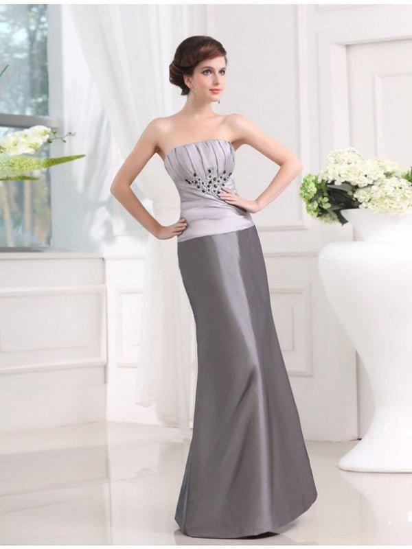 NumberSea - Beading Strapless Sleeveless Taffeta Long Applique Mother of the Bride Dresses