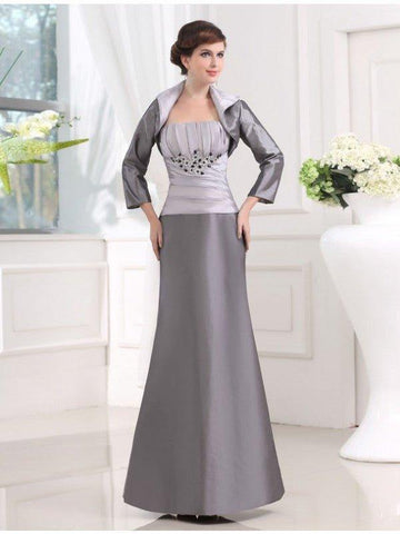 NumberSea - Beading Strapless Sleeveless Taffeta Long Applique Mother of the Bride Dresses