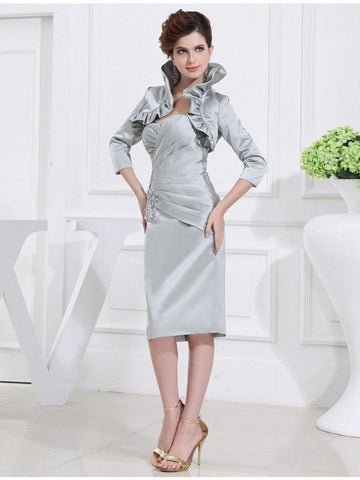 NumberSea - Beading Sweetheart Satin Sleeveless Short Mother of the Bride Dresses