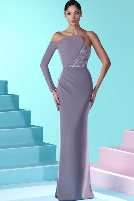 Wunderschönes langes Meerjungfrau-Ballkleid aus Spitze mit langen Ärmeln