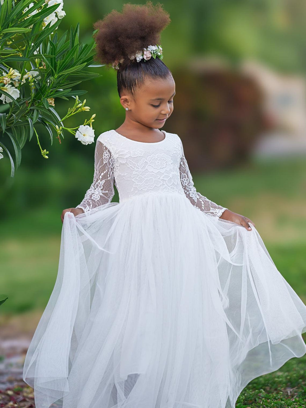 Mädchen Pfingstrose Spitze Zurück A-Linie Gerade Tutu Tüll Party Blumenmädchen Kleid 
