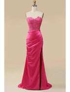 Mermaid / Trumpet Prom Dresses Empire Dress Formal Wedding Party Sweep / Brush Train Sleeveless Sweetheart Satin with Appliques