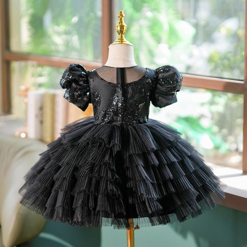 NumberSea - Black Sequins 1st Birthday Party Toddler Girl Dress