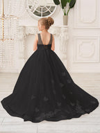 Elegante vestido de tul sin mangas estilo princesa de corte A para niña de las flores 
