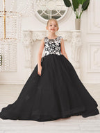 Elegante vestido de tul sin mangas estilo princesa de corte A para niña de las flores 