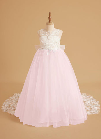 Dream Princess Sleeveless Lace and Tulle with Beading Flower Girl Dress