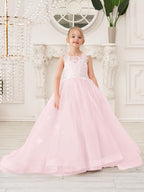 Elegante vestido de tul sin mangas estilo princesa de corte A para niña de las flores 