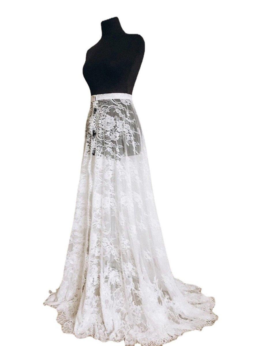 NumberSea - Boho Wedding Dresses A - Line Separates Separates Sweep / Brush Train Lace OverSkirts Bridal Gowns With Appliques Solid Color