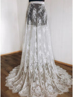 NumberSea - Boho Wedding Dresses A - Line Separates Separates Sweep / Brush Train Lace OverSkirts Bridal Gowns With Appliques Solid Color