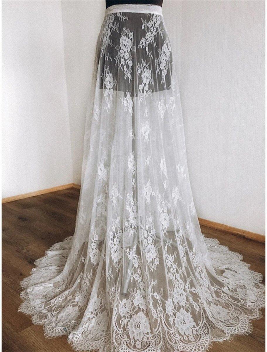 NumberSea - Boho Wedding Dresses A - Line Separates Separates Sweep / Brush Train Lace OverSkirts Bridal Gowns With Appliques Solid Color