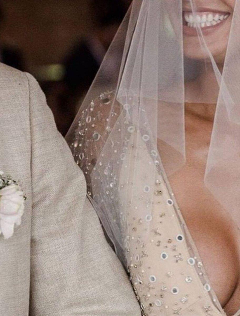 NumberSea - Bridal Shower Open Back Glitter & Sparkle Wedding Dresses A - Line V Neck Long Sleeve Floor Length Sequined Bridal Gowns With Sash / Ribbon