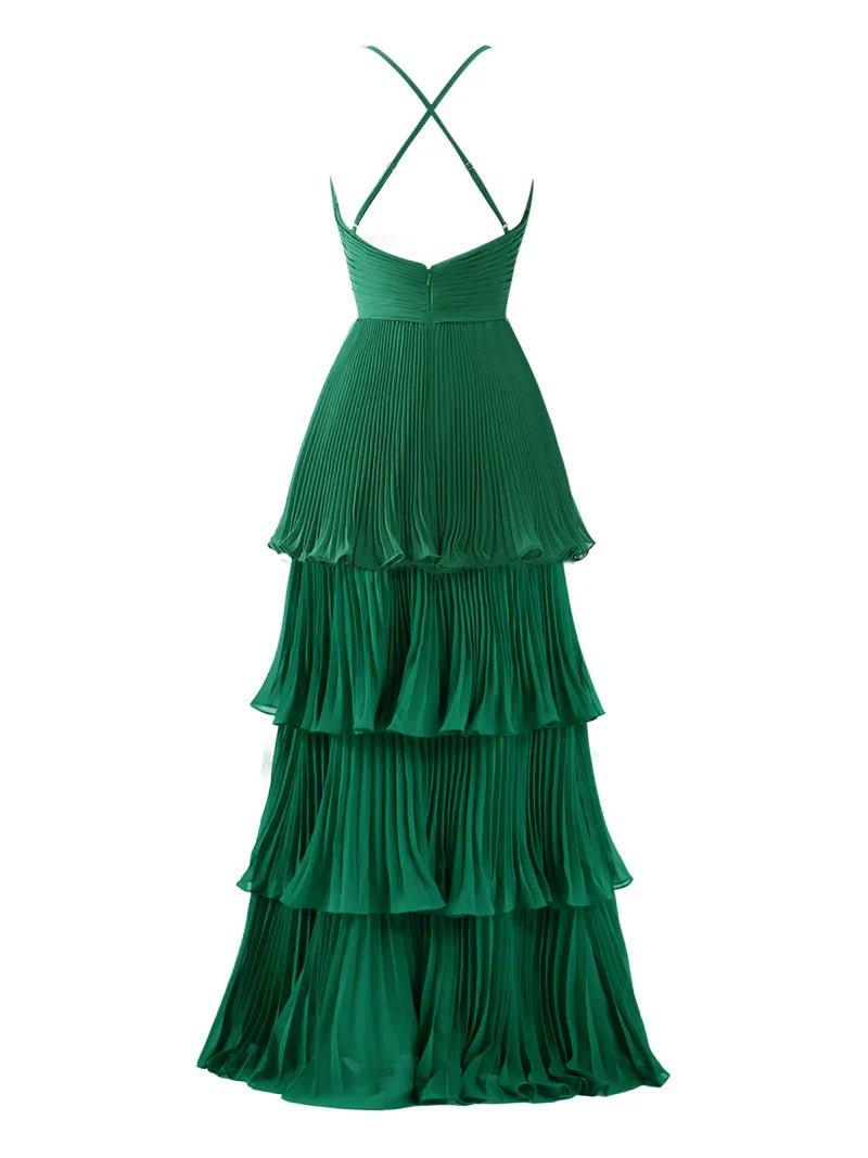 NumberSea - Bridesmaid Dress A - Line Tiered Floor Length Chiffon
