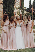 NumberSea - Bridesmaid Dress Elegant Light Chiffon Floor Length Long