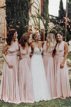 NumberSea - Bridesmaid Dress Elegant Light Chiffon Floor Length Long