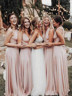 NumberSea - Bridesmaid Dress Elegant Light Chiffon Floor Length Long