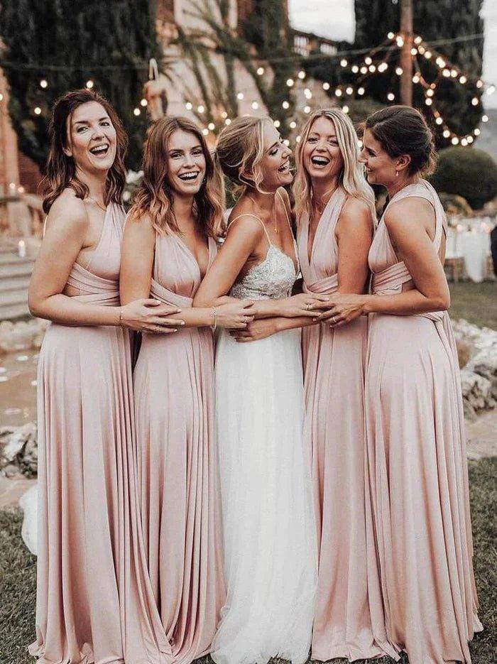 NumberSea - Bridesmaid Dress Elegant Light Chiffon Floor Length Long