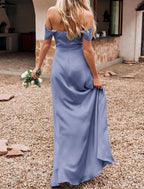 NumberSea - Bridesmaid Dress Off Shoulder Sleeveless Elegant Sweep Brush Train with Split Front Dress