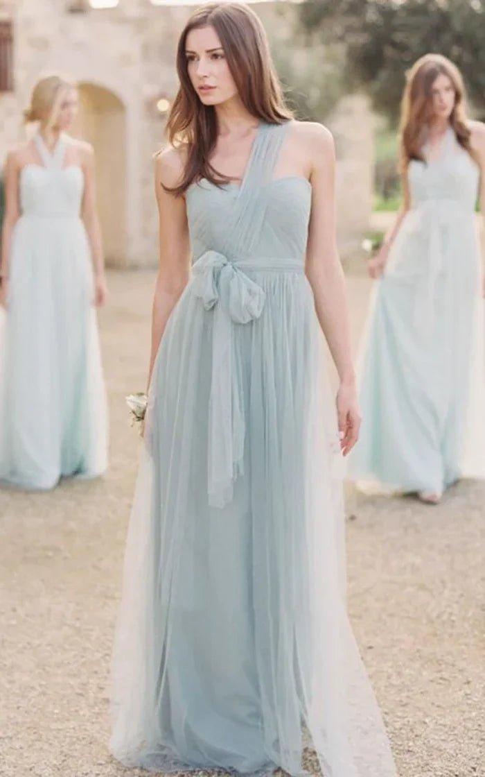 NumberSea - Bridesmaid Dress One - Shoulder Long Tulle With
