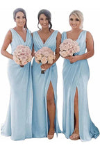 NumberSea - Bridesmaid Dress Rust Sheath Chiffon Ruched Long with Slit